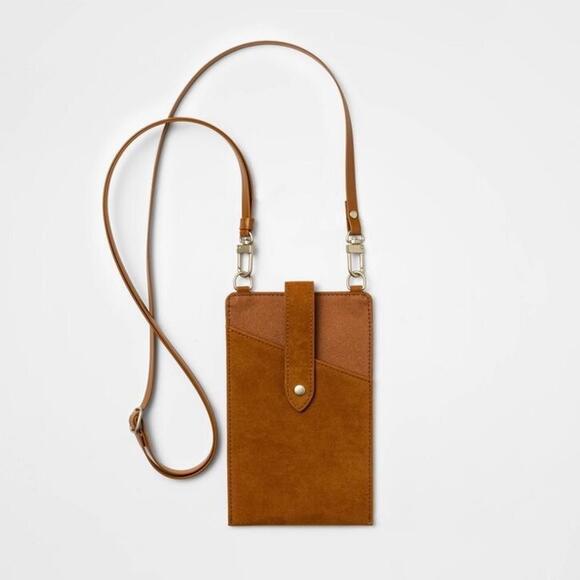 Heyday Handbags - Heyday Tan Brown Faux Leather Crossbody Strap Phone Cards Holder Pouch Bag New